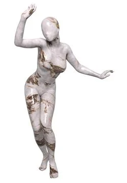3D Render of Faceless white marble female statue Stock Photos