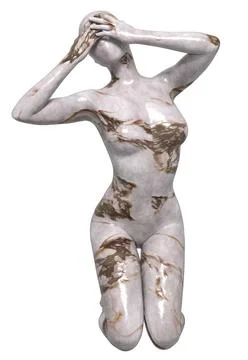 3D Render of Faceless white marble female statue Stock Photos