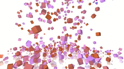 3D render of falling blocks with colorful cubes creating dynamic abstract Stock Footage 334447960