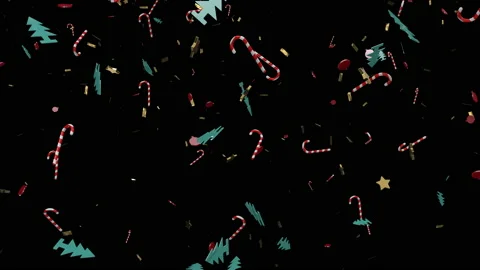 3d render of falling confetti on a green background. Mary Christmas Stock Footage 139800151