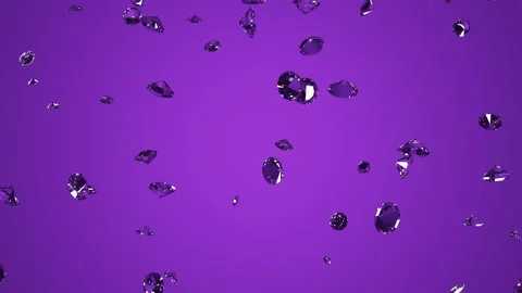 3d render of falling diamonds, gems on a lilac background. Stock Footage 138162340