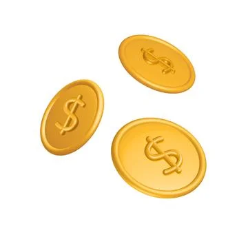 3d render falling golden coins. Dollar coin money. Penny cash. business Stock Illustration