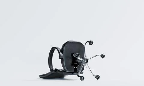 3d render of a falling office leather chair for failure or rejected concept Ilustração Stock