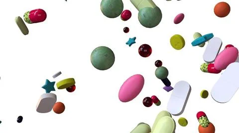 3d render falling pills Falling pills. Computer generated 3d render Copyri... Foto stock