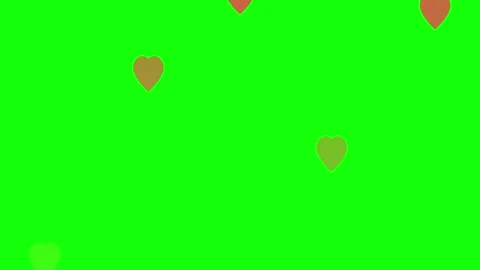 3D render of falling romantic symbols on green screen background for chroma key Stock Footage 336180114