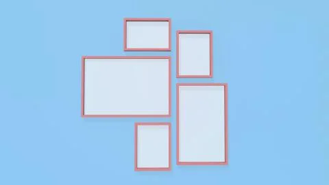 3d render fame mockup on Sky Blue background Stock Illustration