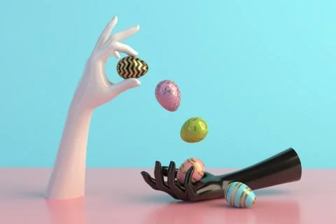 3d render, female hands, minimal fashion background, mannequin body parts with Stock Illustration