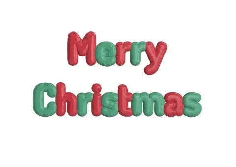 3D render of a festive holiday greeting Merry Christmas in red and green on a wh Stock Illustration