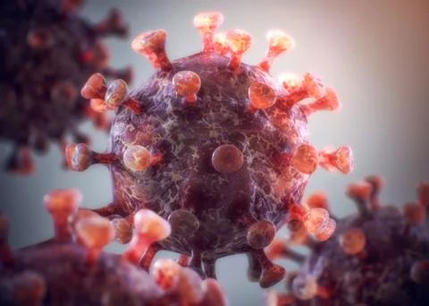 3D render of few pink Coronavirus flu Stock Illustration