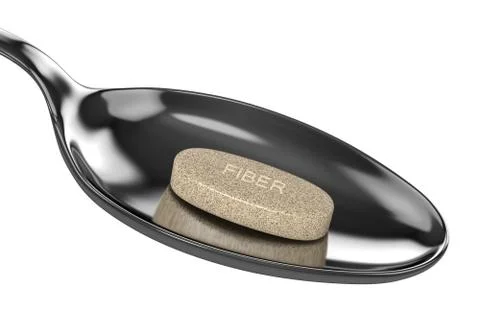 3d render of fiber pill on spoon Stock Illustration