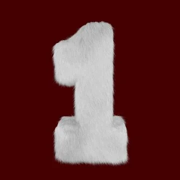 3D Render of a figure 1 made of fur. Illustrazione stock