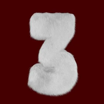 3D Render of a figure 3 made of fur. Illustrazione stock