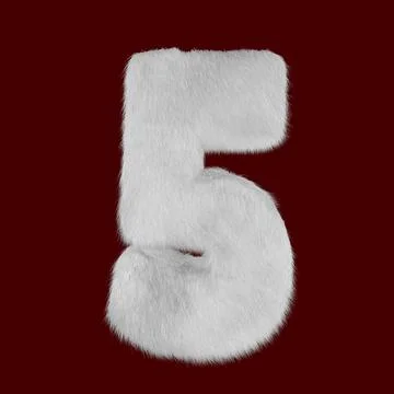 3D Render of a figure 5 made of fur. Stock Illustration