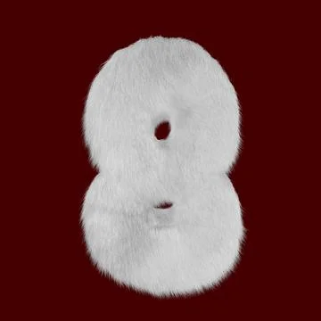 3D Render of a figure 8 made of fur. Stock Illustration