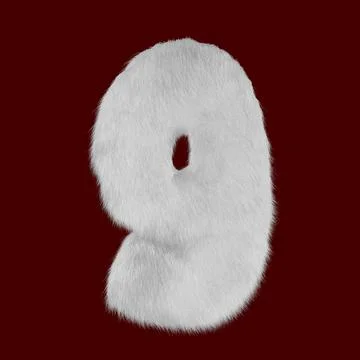 3D Render of a figure 9 made of fur. Illustrazione stock
