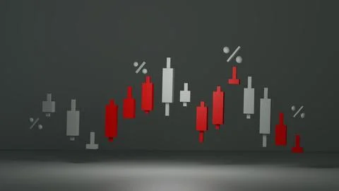 3D Render of Financial Candlestick Chart, Stock Market Trading, Bearish and.. Stock Photos