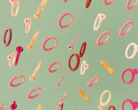 3d render of finger ring flying style isolated on Pastel background, 3d backg Illustrazione stock