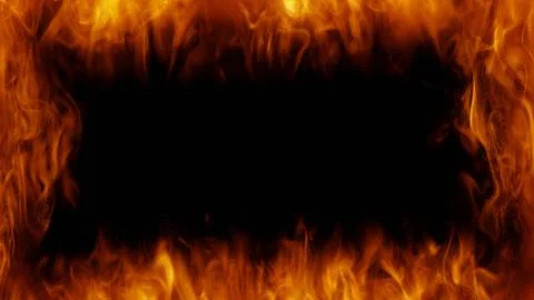 3d render fire flames frame on black background Stock Illustration