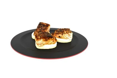 3d render of fish in plate Stock Photos