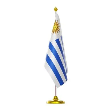 3d render of flag on pole for Uruguay countries summit and political meeti... Stock Photos