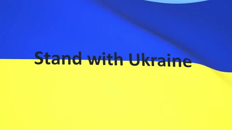3d render flag with Stand with Ukraine phrase Stock Footage 171478505