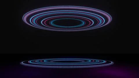 3d render of flash neon and light glowing on dark scene. Speed light moving.. 스톡 일러스트