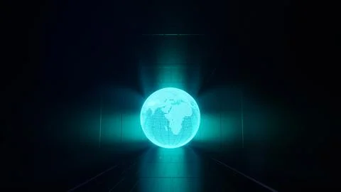 3d render of flash neon and light glowing on dark scene. Speed light tunnel.. Stock Illustration