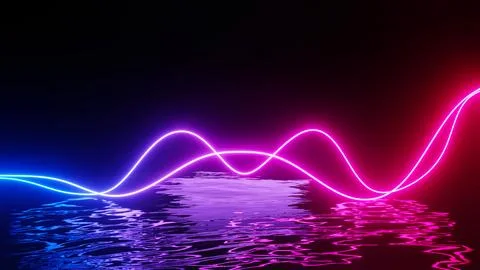 3d render of flash neon and light glowing on dark scene. Speed light moving.. イラスト素材