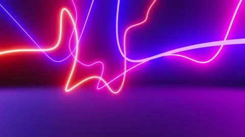 3d render of flash neon and light glowing on dark scene. Speed light moving.. イラスト素材