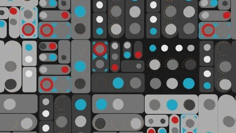 3d render but flat stylized abstract tech background with random rotated swit Stock Illustration