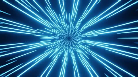 3d render flight through a light space tunnel. 스톡 일러스트