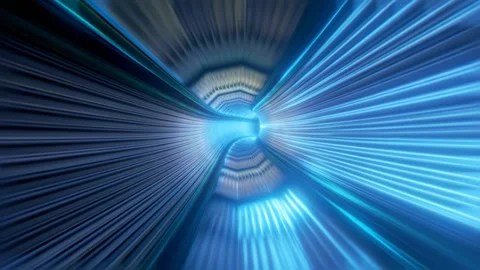 3d render Flight through time and space through a bright tunnel that glows Stock Footage 238835435