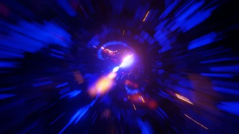 3d render Flight through time and space through a bright tunnel that glows Stock Footage 238835636