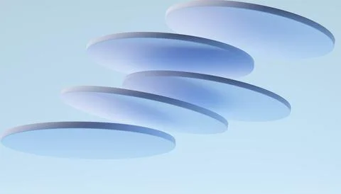 3D render floating oval shapes on blue gradient technology background Stock Illustration