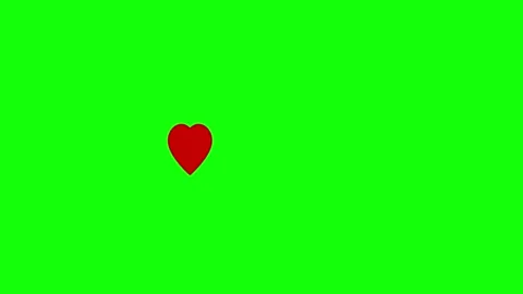 3D render of floating red heart on green screen background for romantic chroma Stock Footage 336128097
