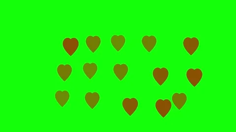 3D render of floating red hearts on green screen background for romantic Stock Footage 336180107