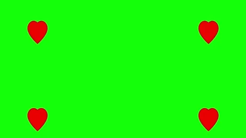 3D render of floating red hearts on green screen background for romantic Stock Footage 336180279