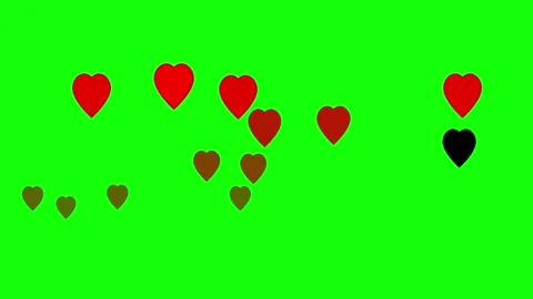 3D render of floating romantic symbols on green screen background for overlay Stock Footage 336180023
