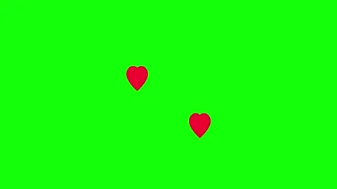 3D render of floating romantic symbols on green screen background for chroma Stock Footage 336180140