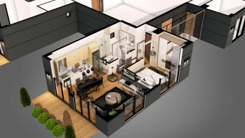 3D Render of Floor Plan Stock Illustration