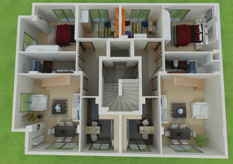 3D Render of Floor Plan Stock Illustration