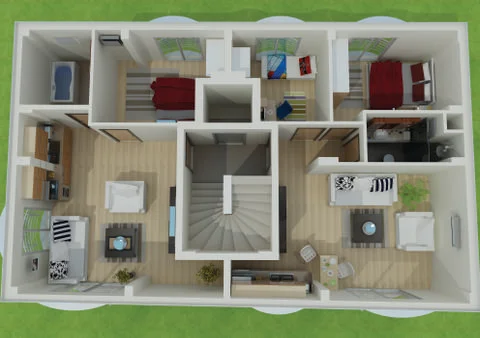 3D Render of Floor Plan Stock Illustration