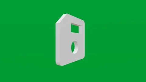 3D render of floppy disk save icon on chroma key green screen background Stock Footage 335459299