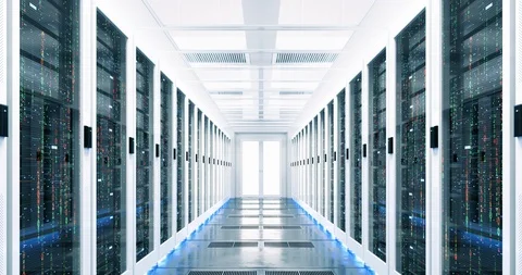 3D Render of Fly Through Rack Servers in Data Center 動画素材 111833767
