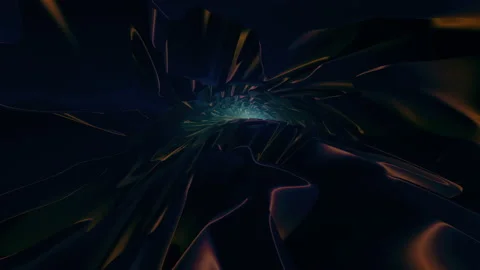 3D render of flying camera through deep long tunnel with displaced Stock Footage 238710360