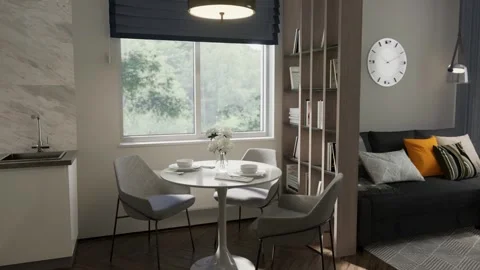 3d-render. Flying cameras around the studio apartment Stock Footage 234215610