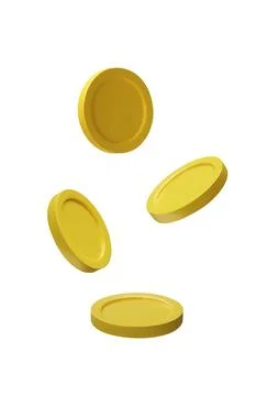 3D render flying coins collection Stock Illustration