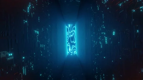 3D render of flying into spaceship tunnel, sci-fi spaceship corridor. Stock Footage 133560996