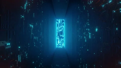 3D render of flying into spaceship tunnel, sci-fi spaceship corridor. Stock Footage 133561023