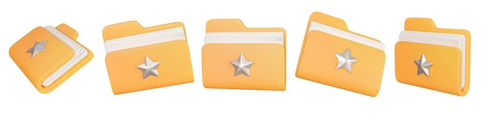 3d render folder with documents set. File management concept. Folder with doc Stock Photos